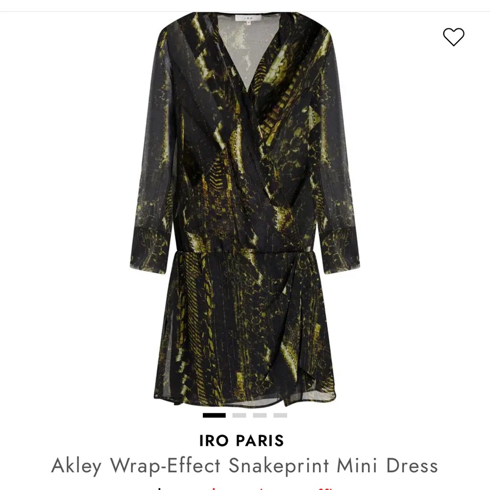 IRO Black and Gold Wrap-Effect Mini Dress
